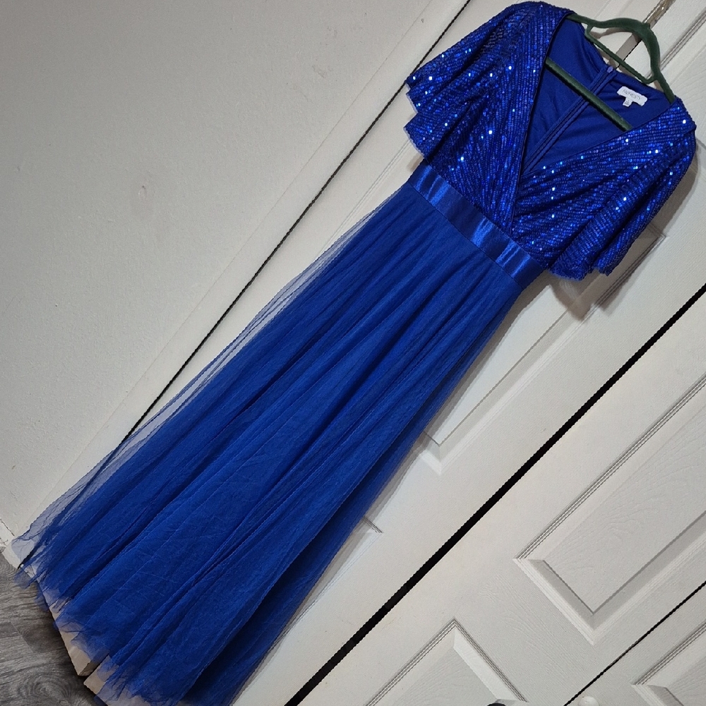 Elegant Asymmetrical Blue Evening Dress